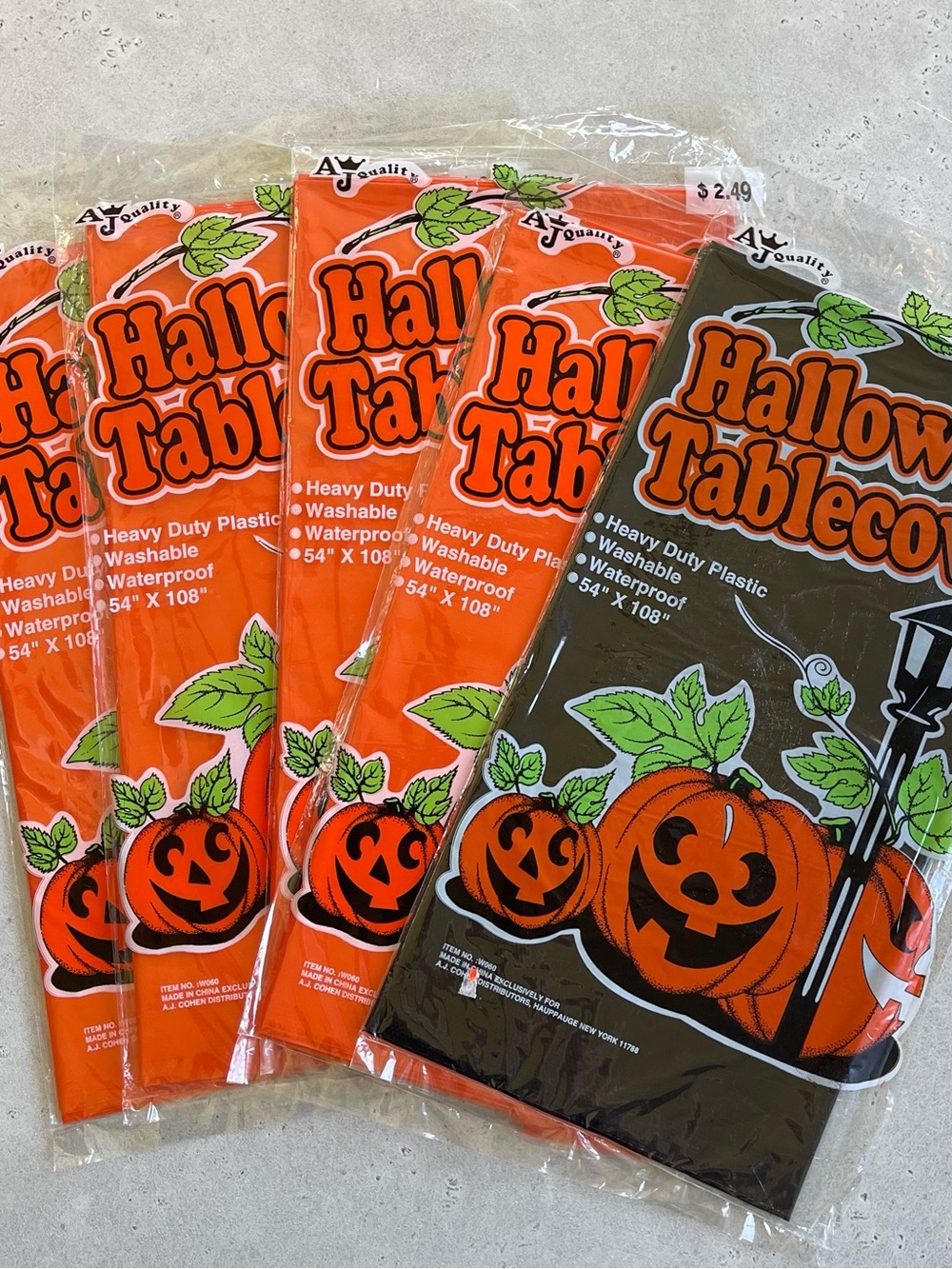 5 Halloween Solid Color Plastic Tablecloths Table Covers Orange Black 54”x 108”